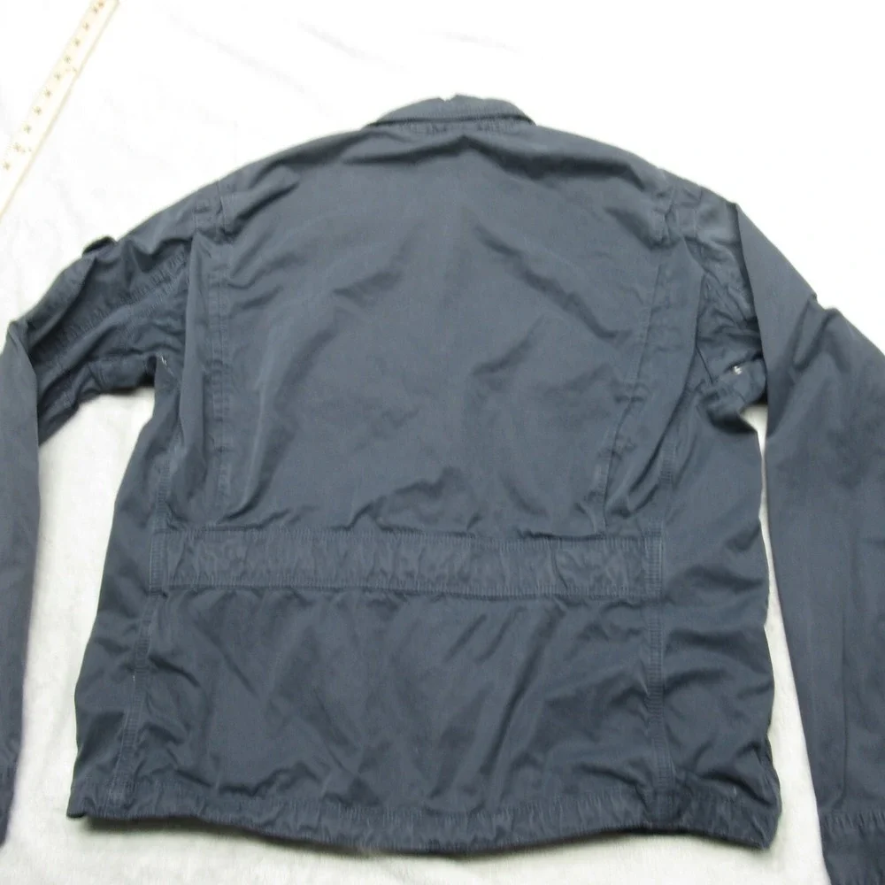J Crew Jacket Women Large Blue Pockets Cotton Twill Quad Full Zip Field Utility